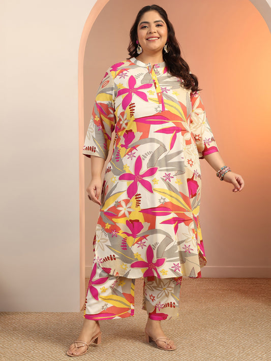 Plus Size Multi Printed Rayon Co-Ord Sets