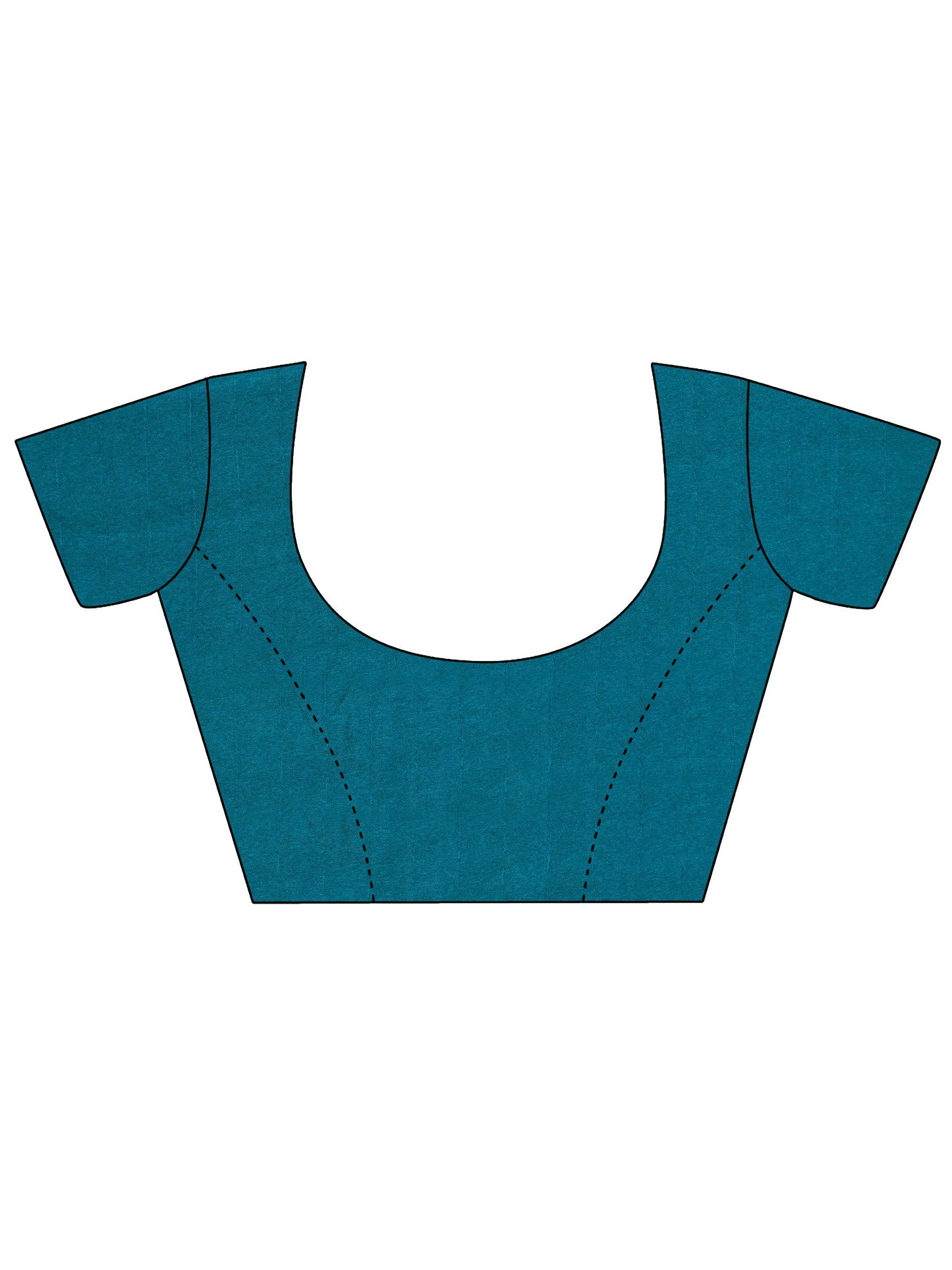 Turquoise Printed Silk Blend Saree With Unstitched Blouse Piece