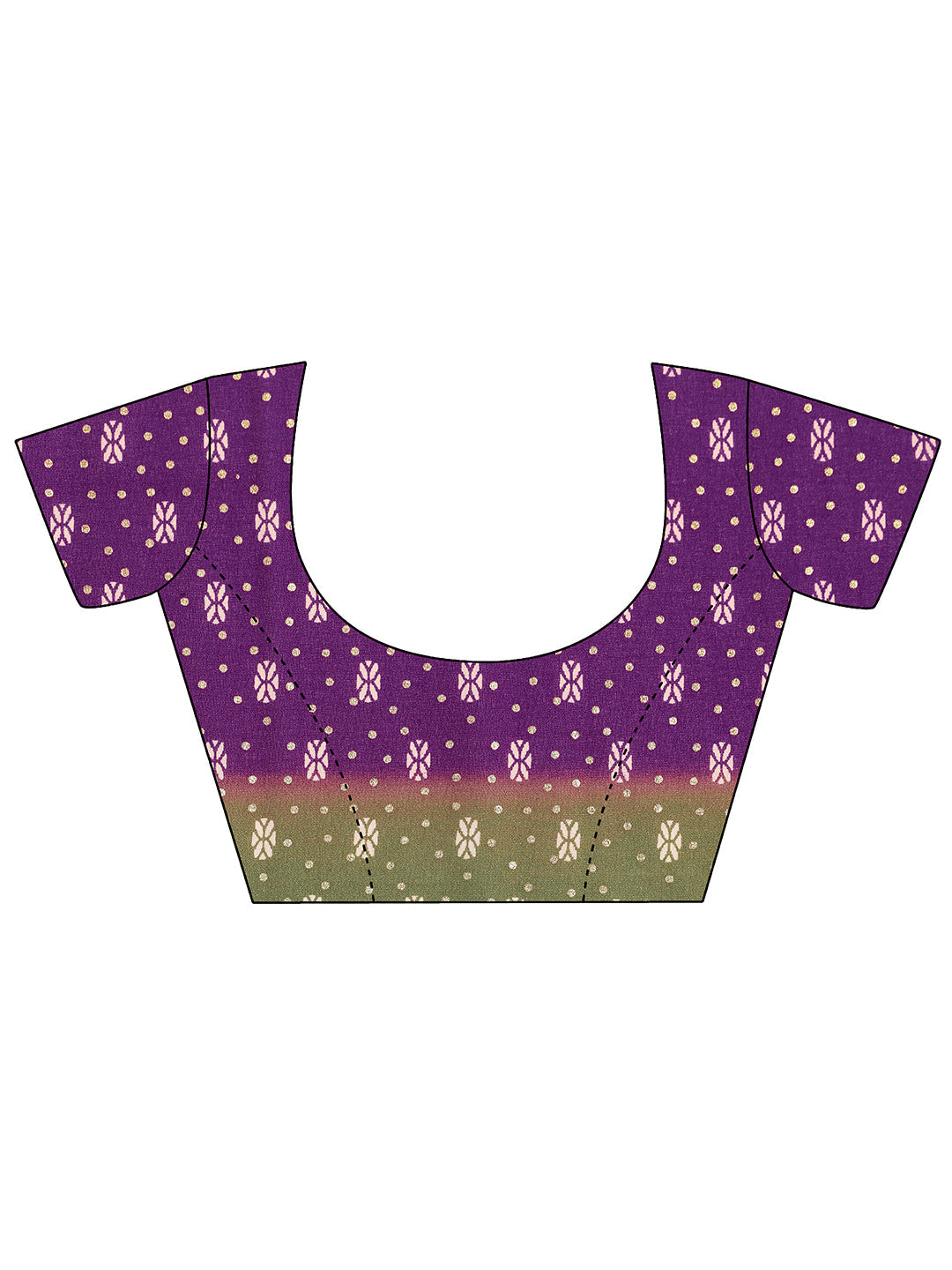 Purple Printed Georgette Saree With Unstitched Blouse Piece