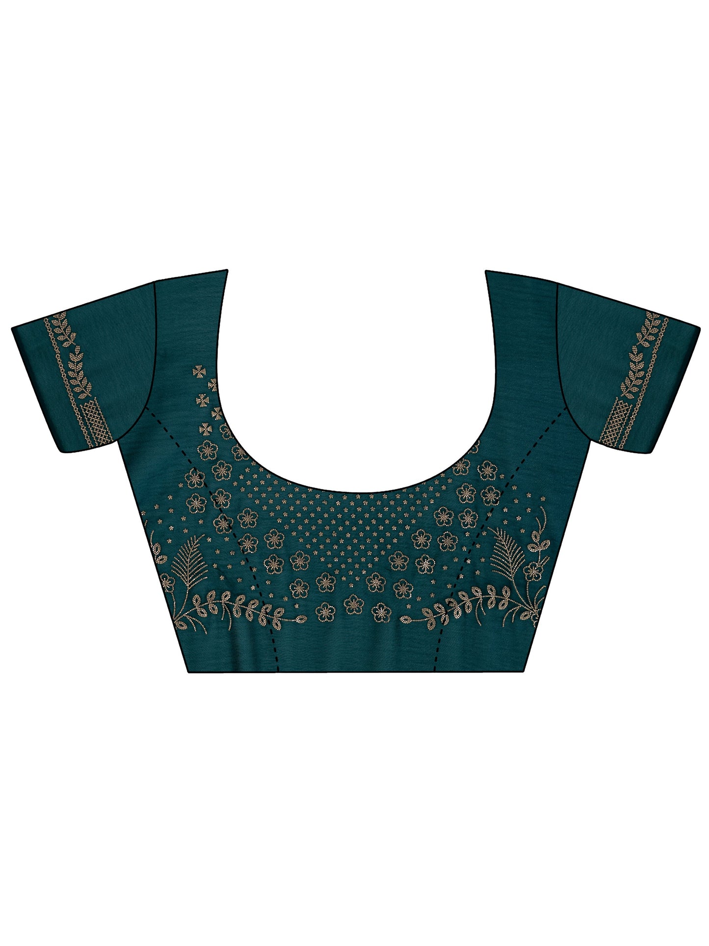 Teal Solid Jimmy Choo Satin Saree With Unstitched Blouse Piece