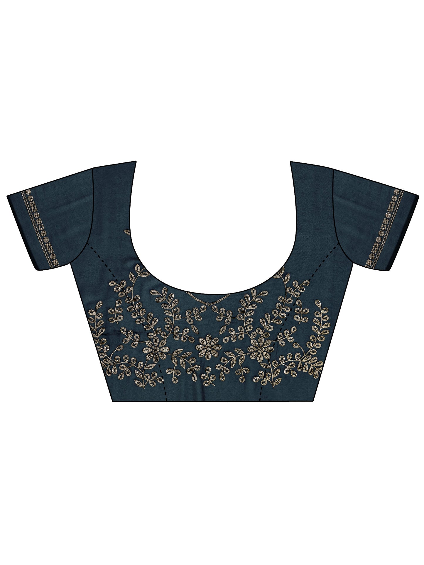 Navy Blue Solid Satin Saree With Unstitched Blouse Piece