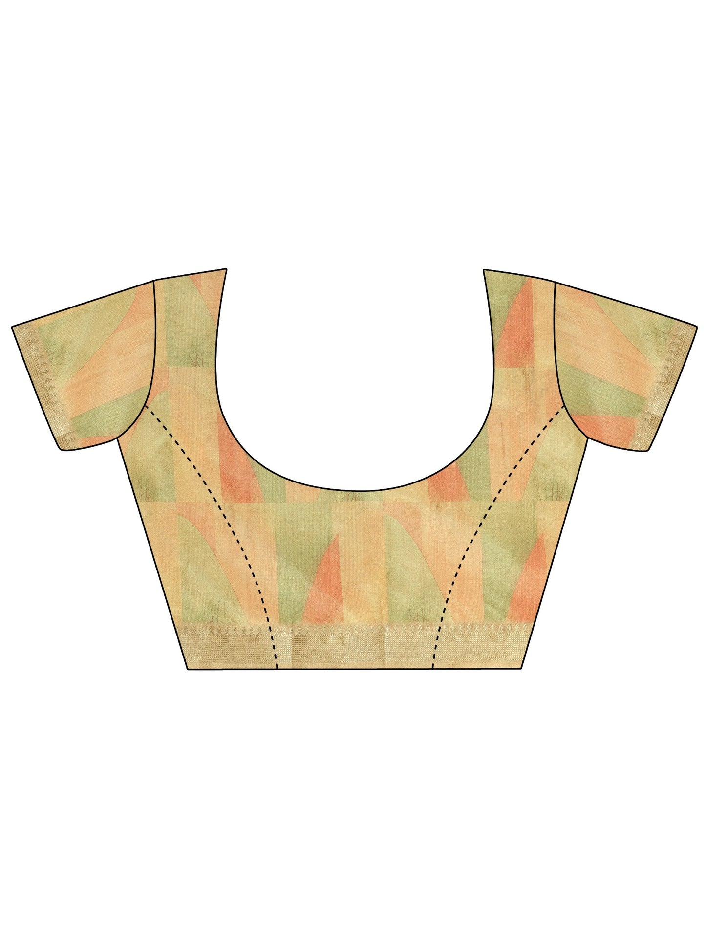 Gold Printed Silk Blend Saree With Unstitched Blouse Piece