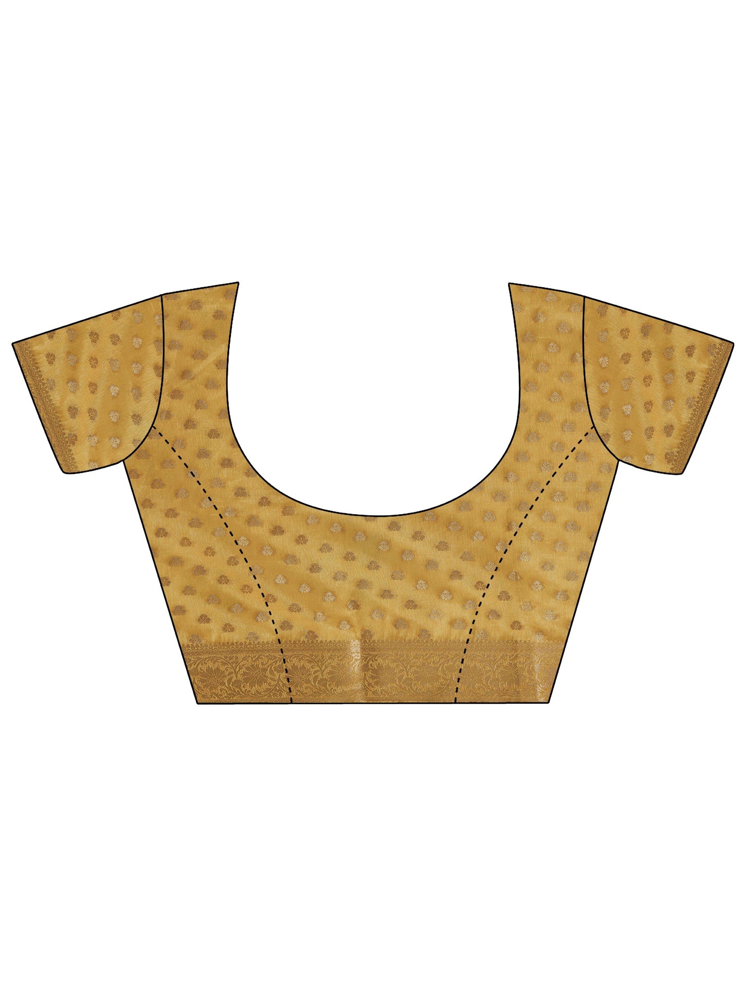 Mustard Printed Silk Blend Saree With Unstitched Blouse Piece