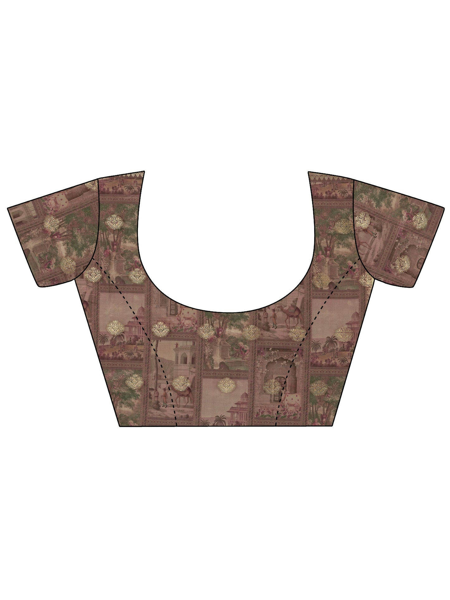 Lavender Kalamkari Printed Silk Blend Saree With Unstitched Blouse Piece