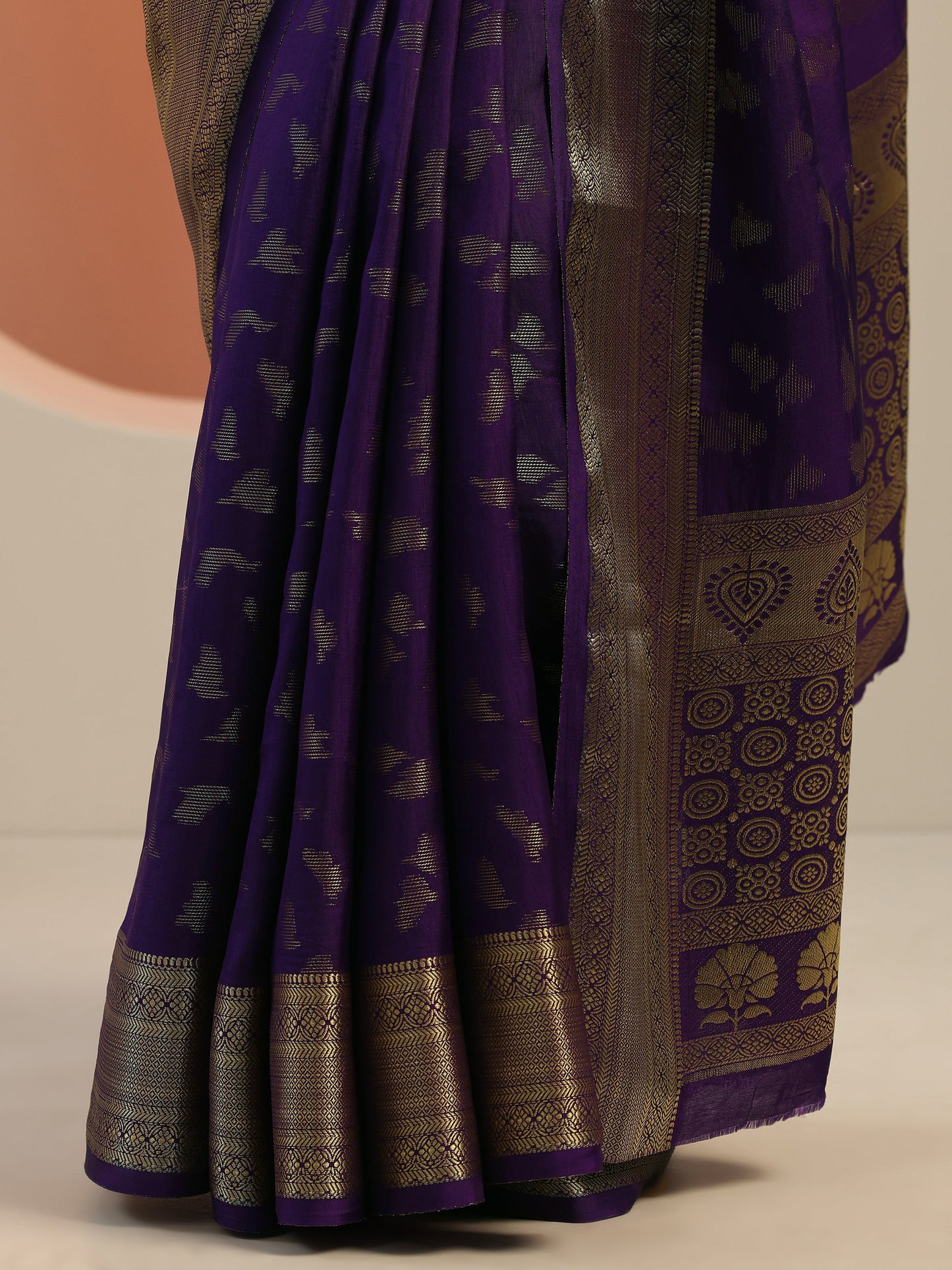 Purple Woven Design Silk Blend Saree With Unstitched Blouse Piece