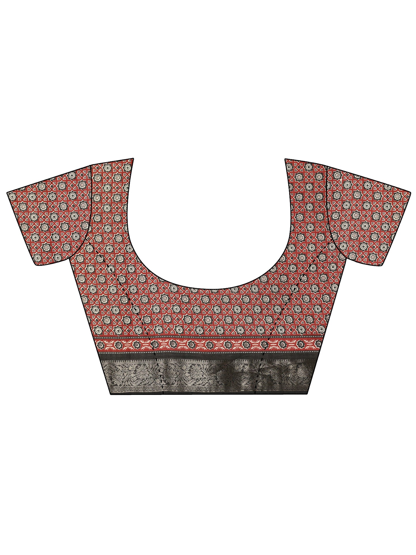 Black Printed Silk Blend Saree With Unstitched Blouse Piece