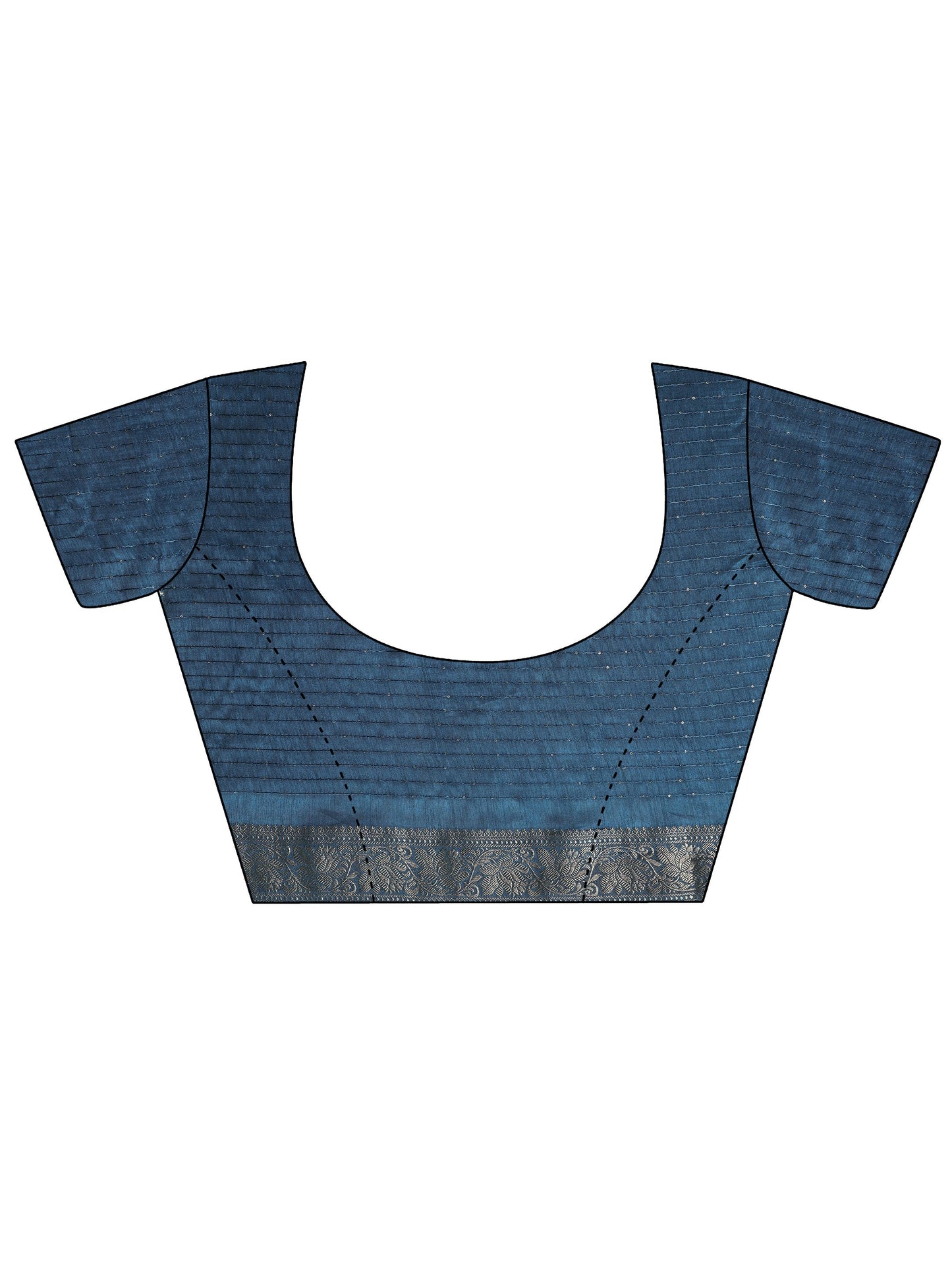 Teal Printed Silk Blend Saree With Unstitched Blouse Piece