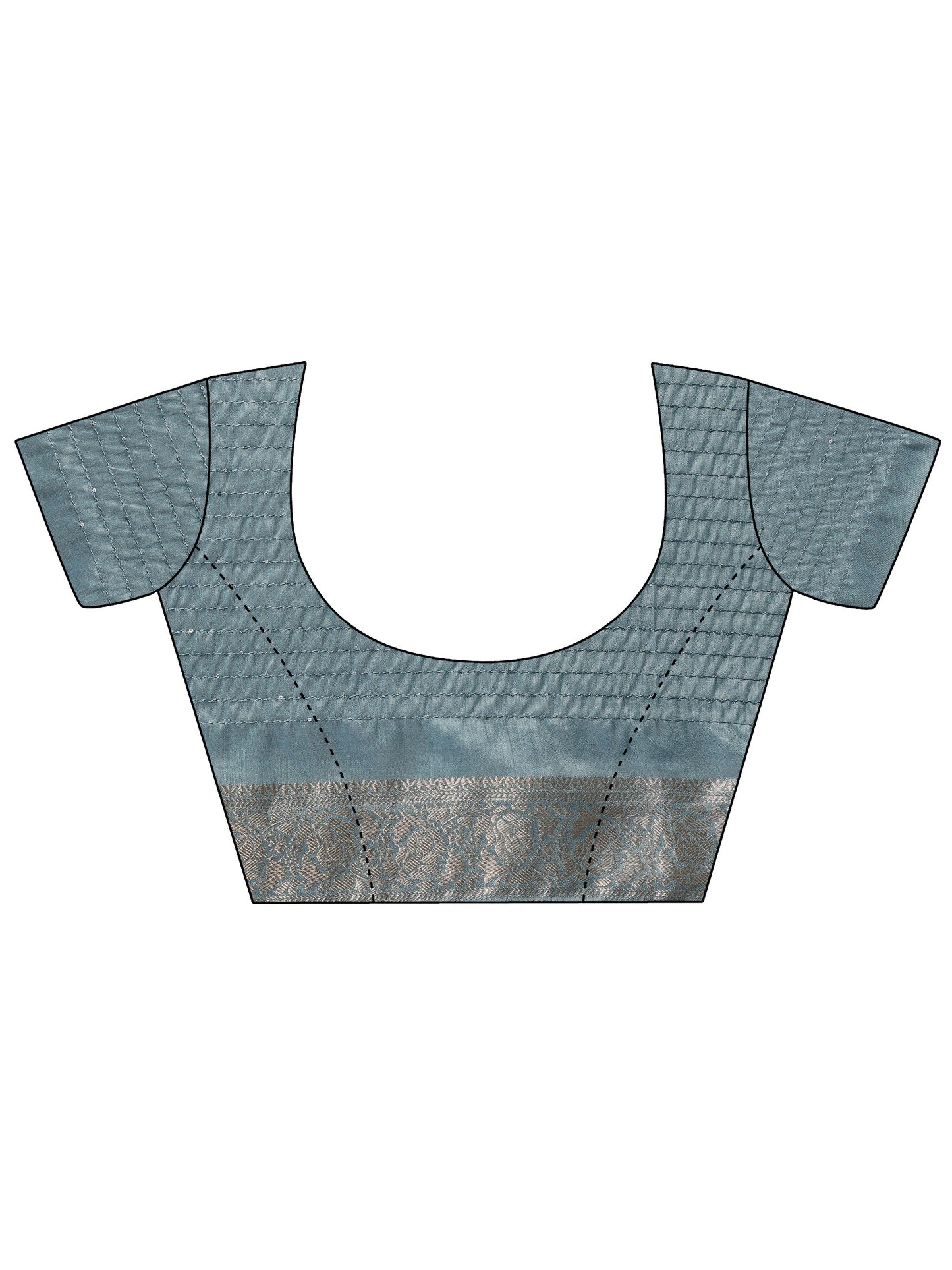 Blue Printed Silk Blend Saree With Unstitched Blouse Piece