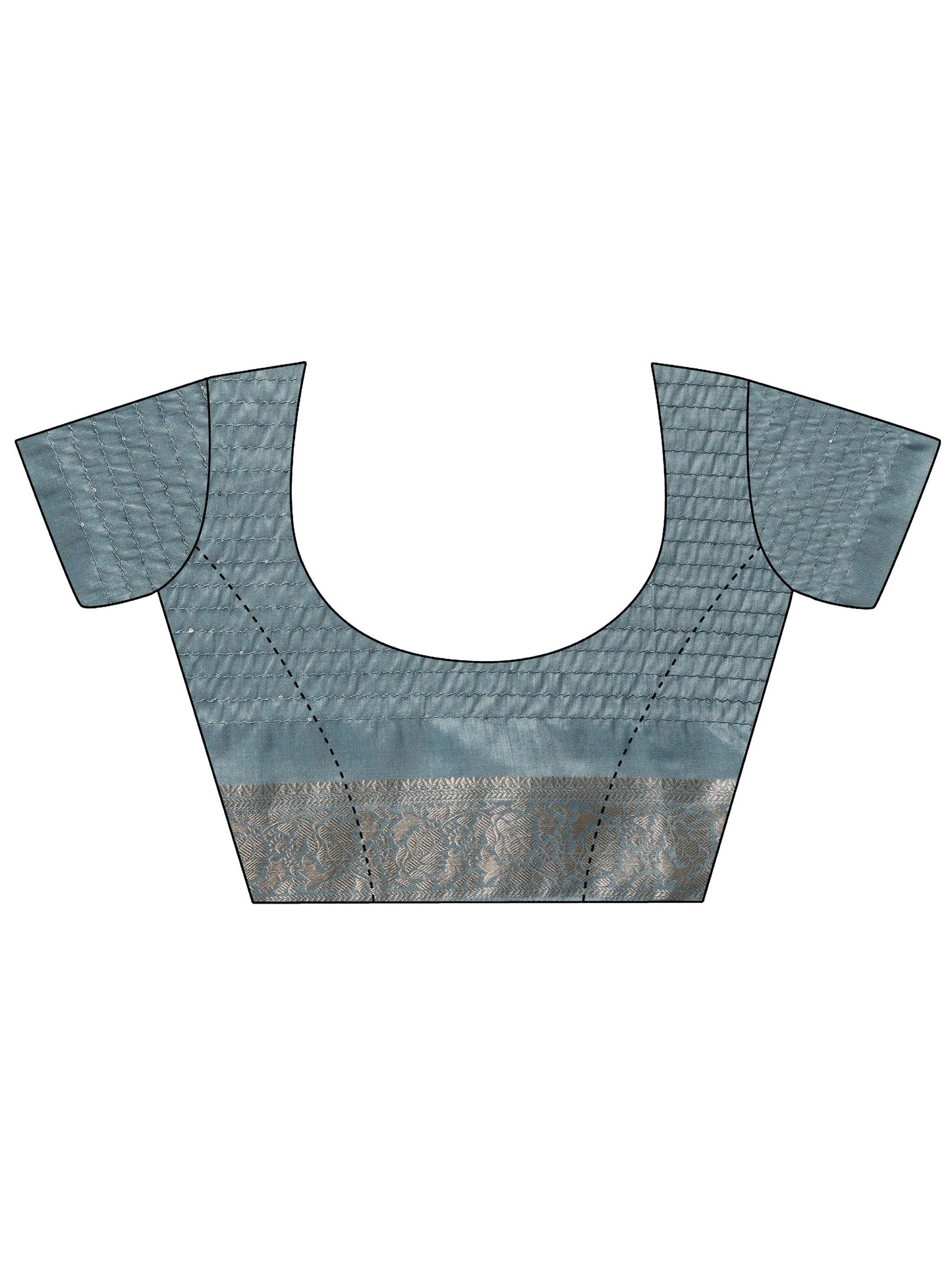 Blue Printed Silk Blend Saree With Unstitched Blouse Piece