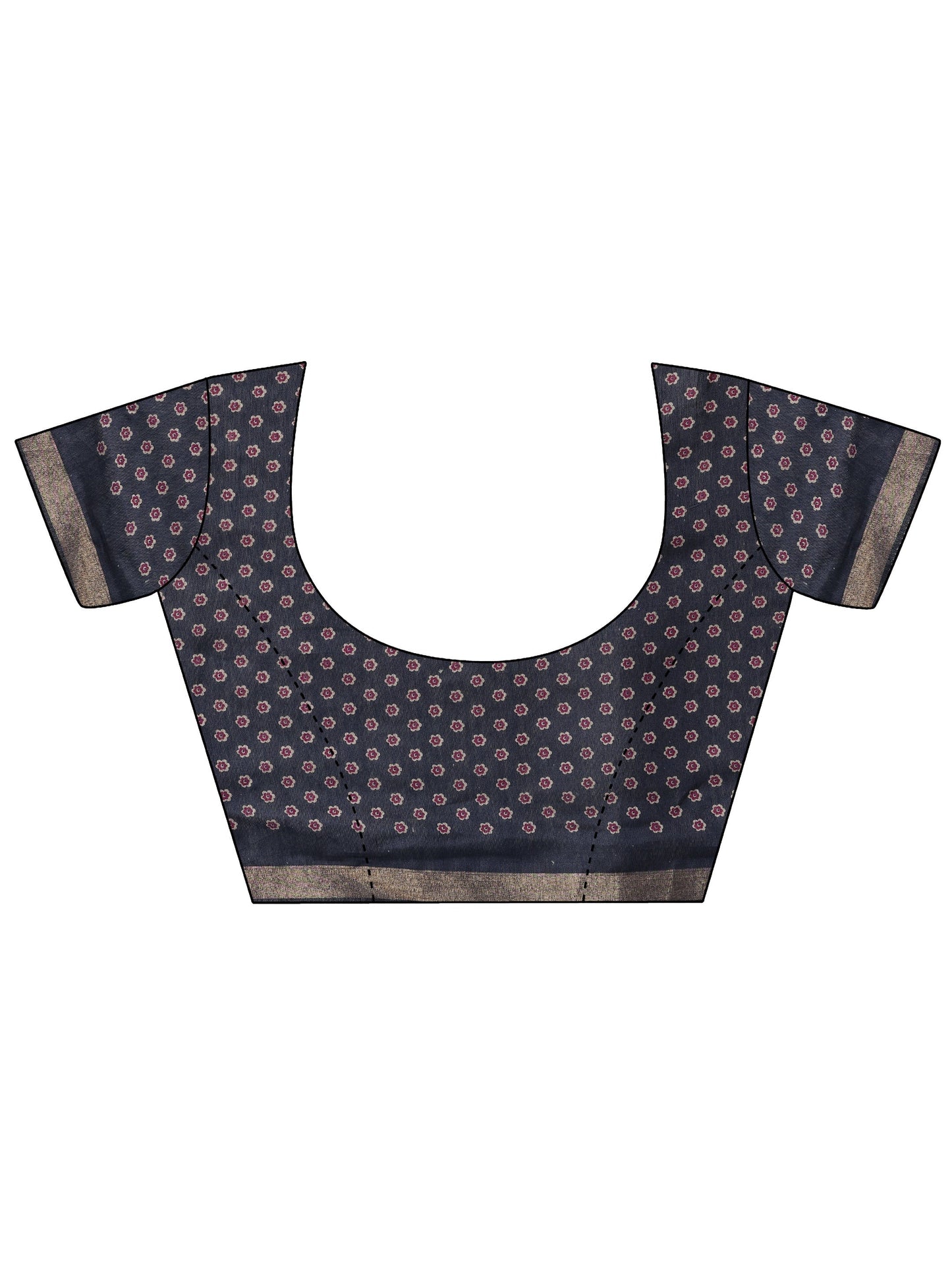 Purple Printed Cotton Blend Saree With Unstitched Blouse Piece