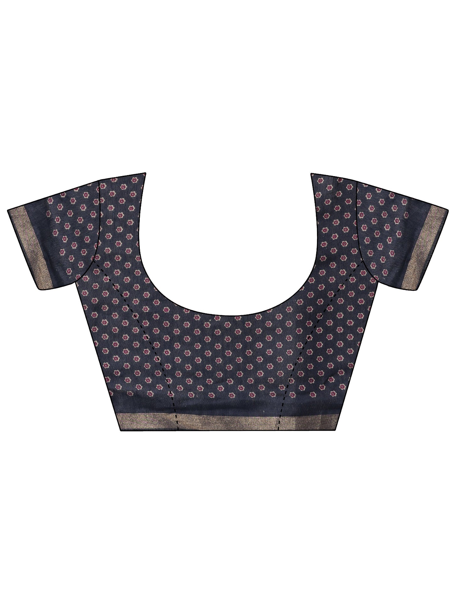 Purple Printed Cotton Blend Saree With Unstitched Blouse Piece