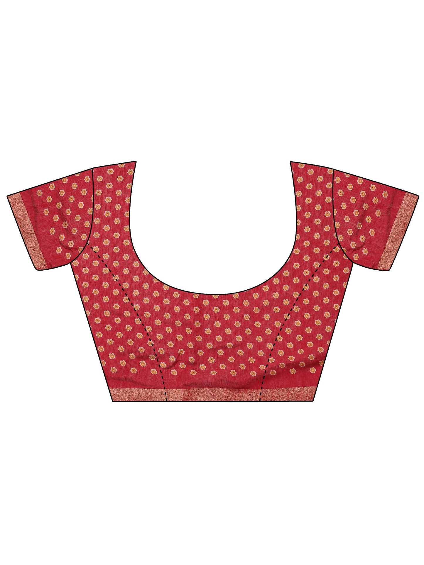 Mustard Printed Cotton Blend Saree With Unstitched Blouse Piece