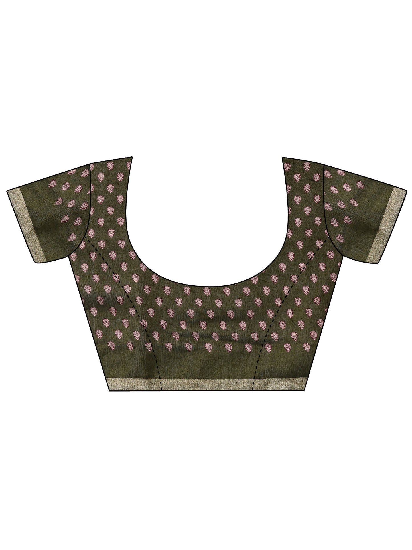 Purple Printed Cotton Blend Saree With Unstitched Blouse Piece