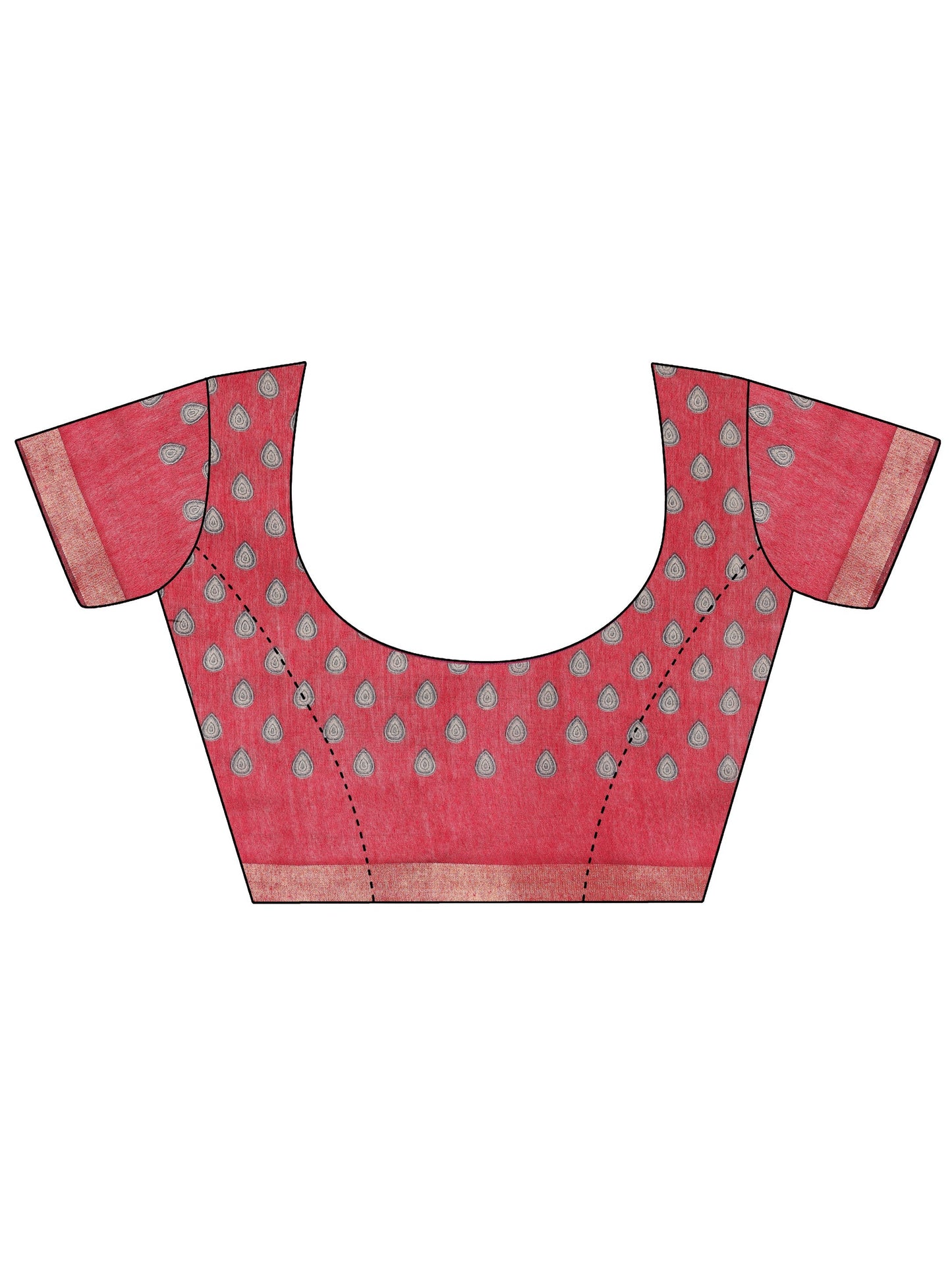 Teal Printed Cotton Blend Saree With Unstitched Blouse Piece