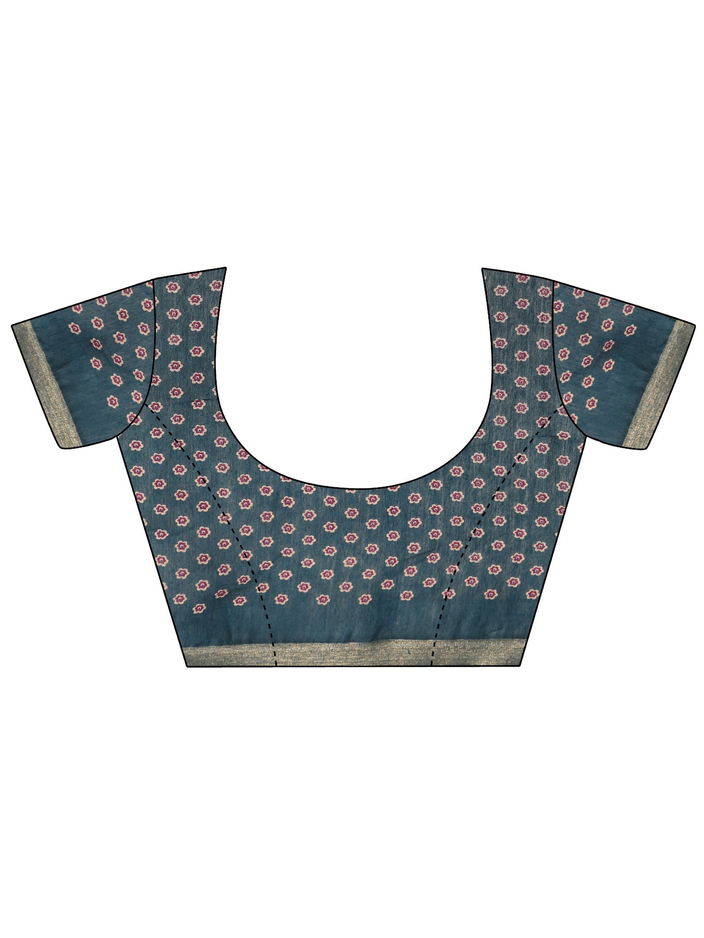 Purple Printed Cotton Blend Saree With Unstitched Blouse Piece