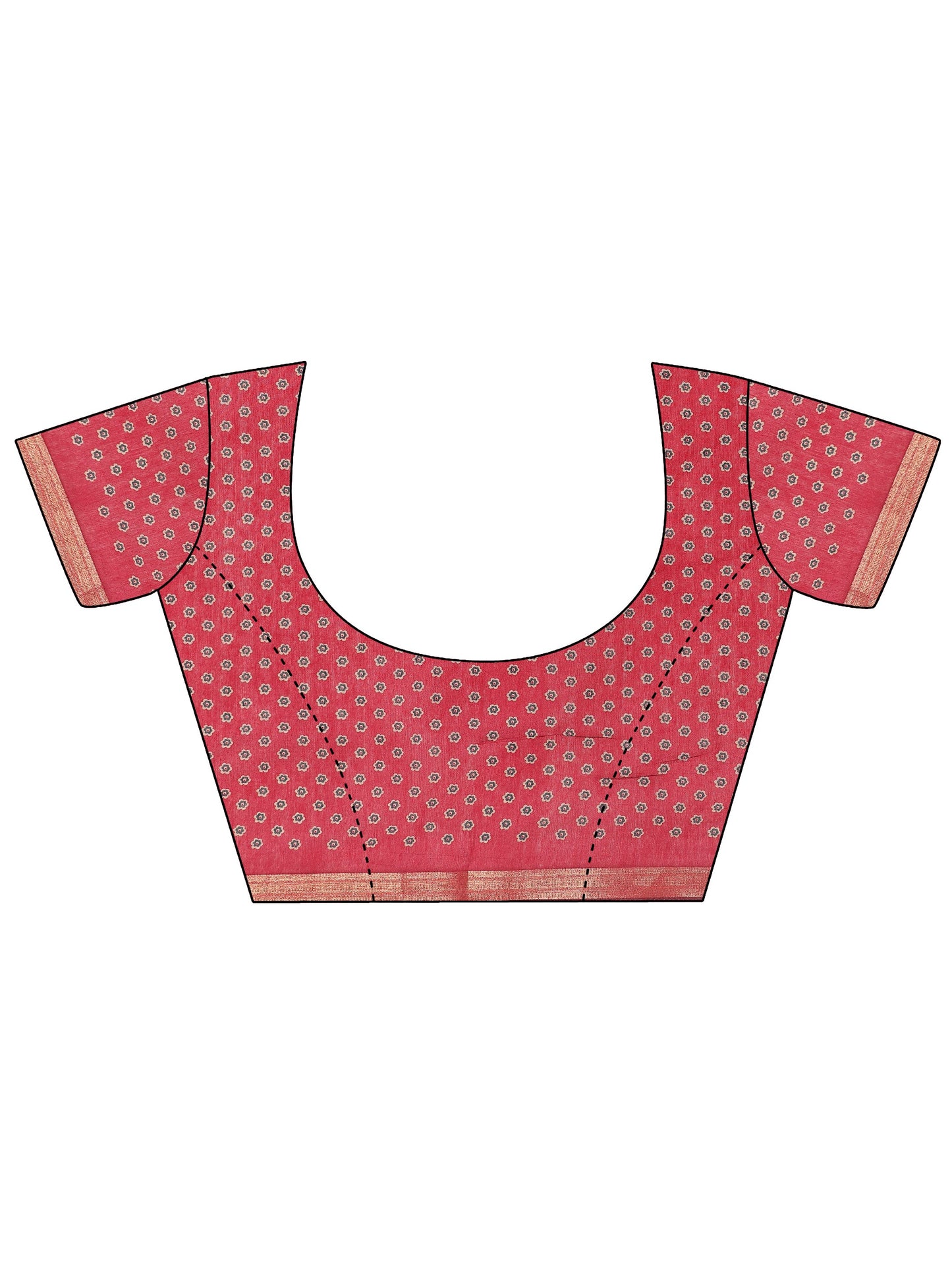 Teal Printed Cotton Blend Saree With Unstitched Blouse Piece