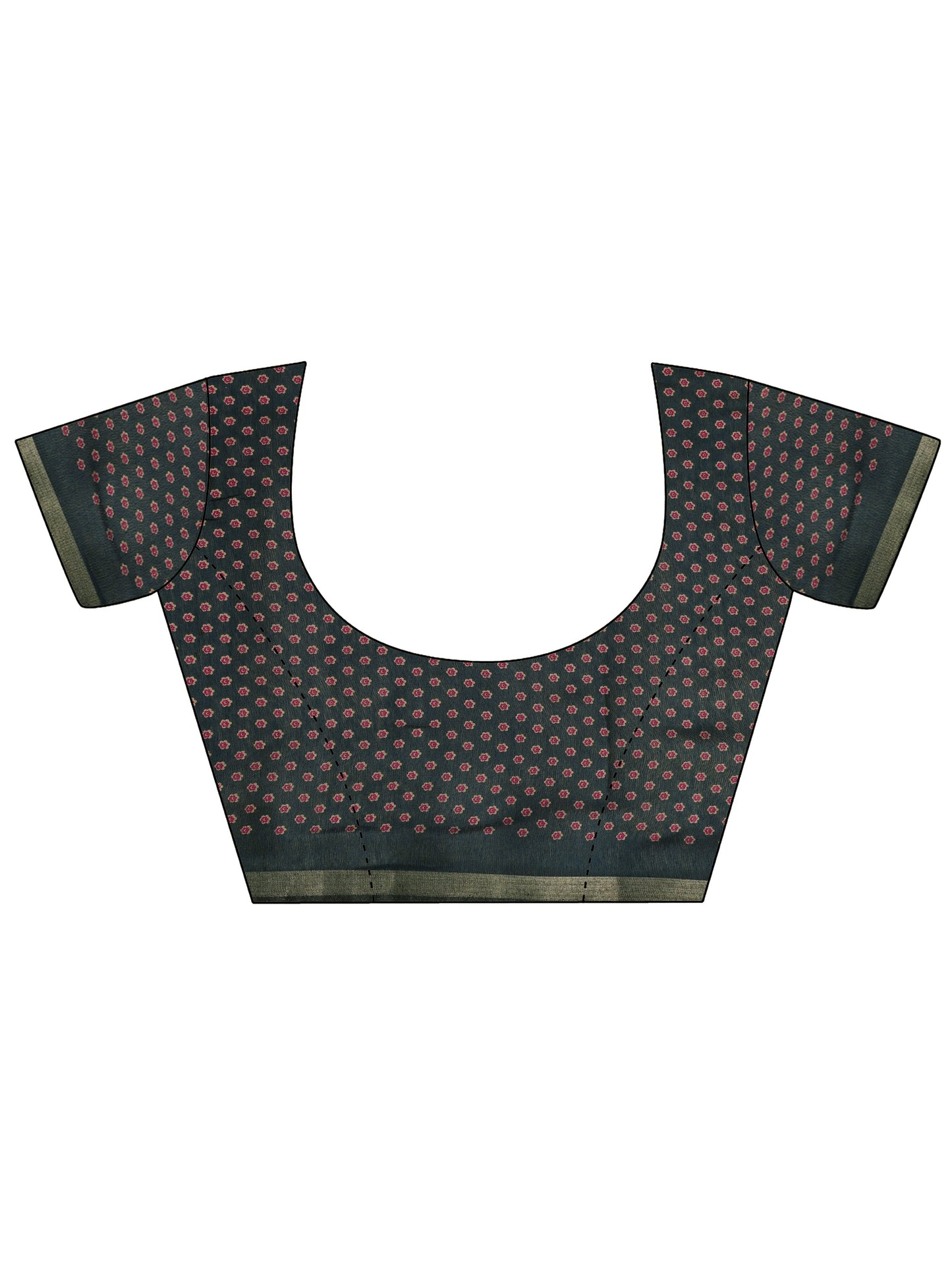 Pink Printed Cotton Saree With Unstitched Blouse Piece