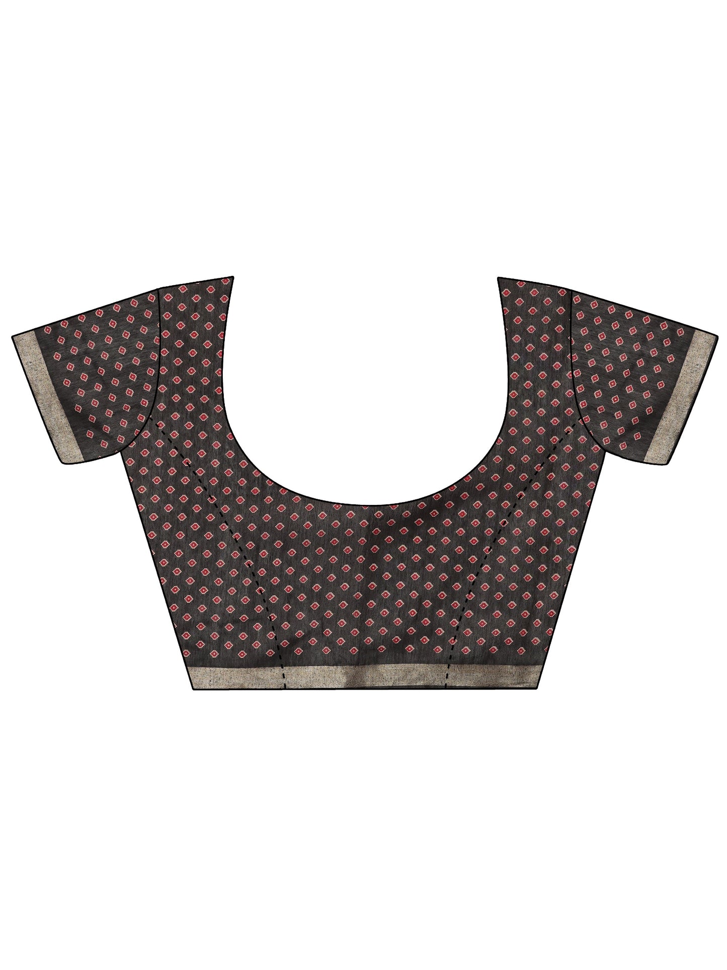 Maroon Printed Cotton Blend Saree With Unstitched Blouse Piece