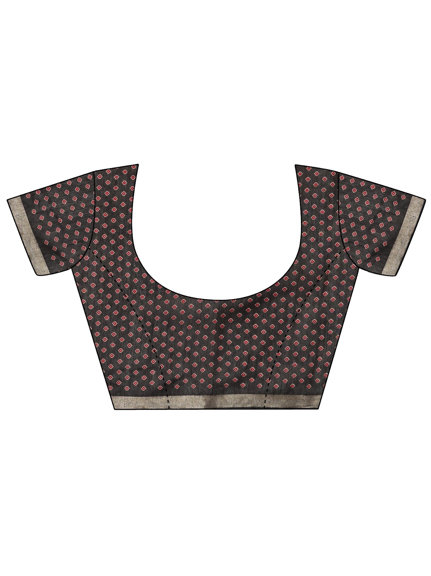 Maroon Printed Cotton Blend Saree With Unstitched Blouse Piece