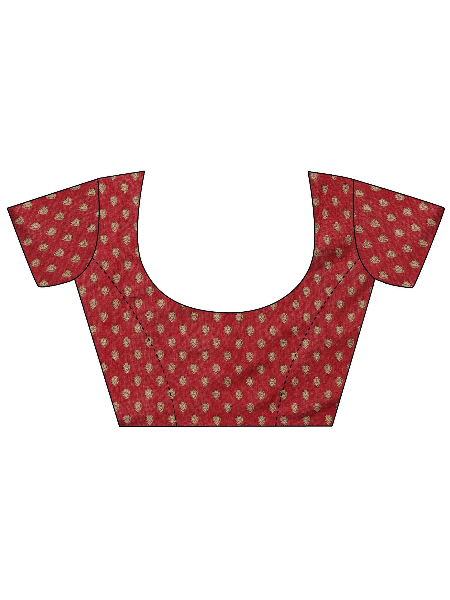 Maroon Printed Cotton Blend Saree With Unstitched Blouse Piece