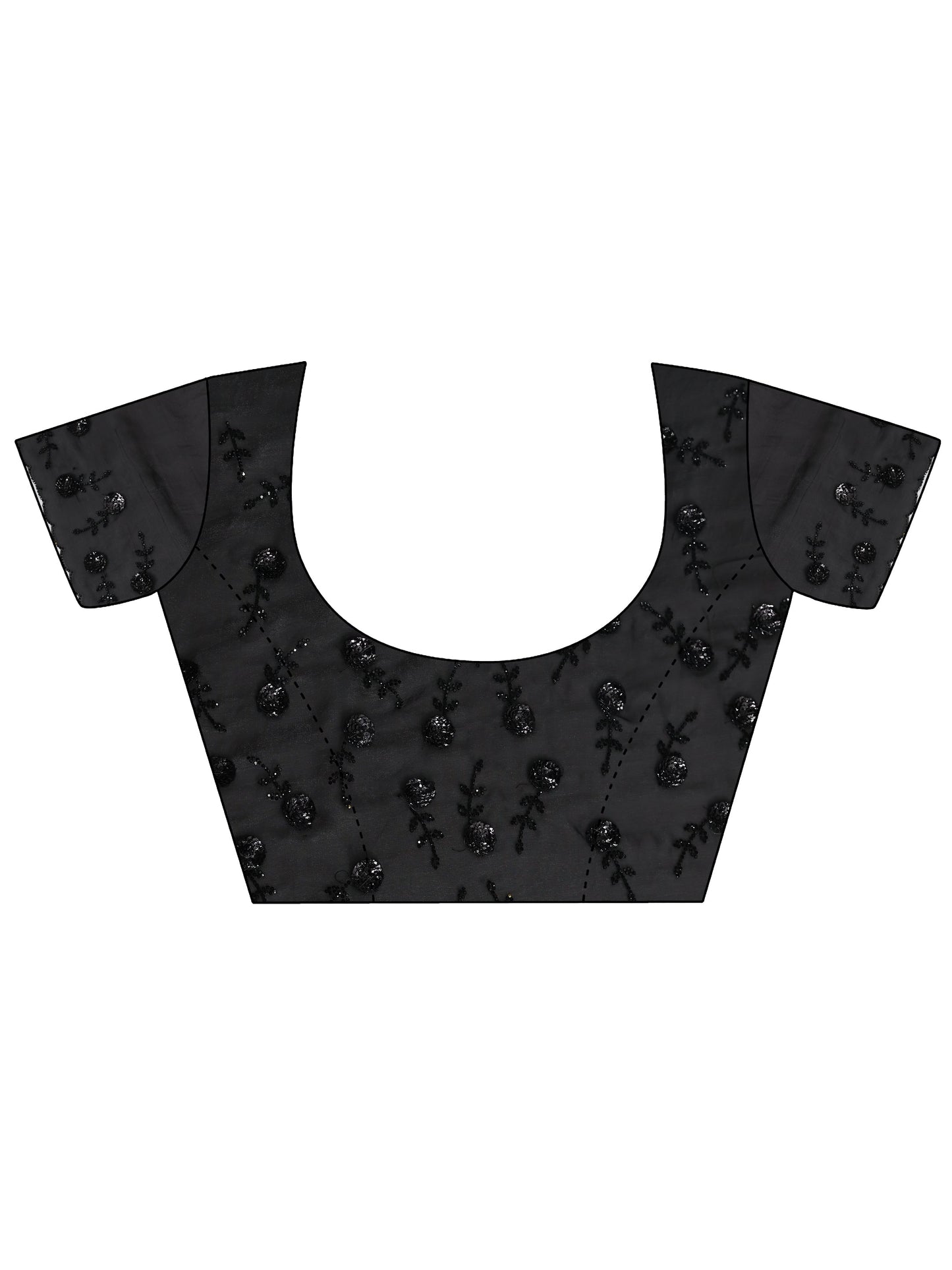 Black Embellished Satin Sarees With Unstitched Blouse Piece