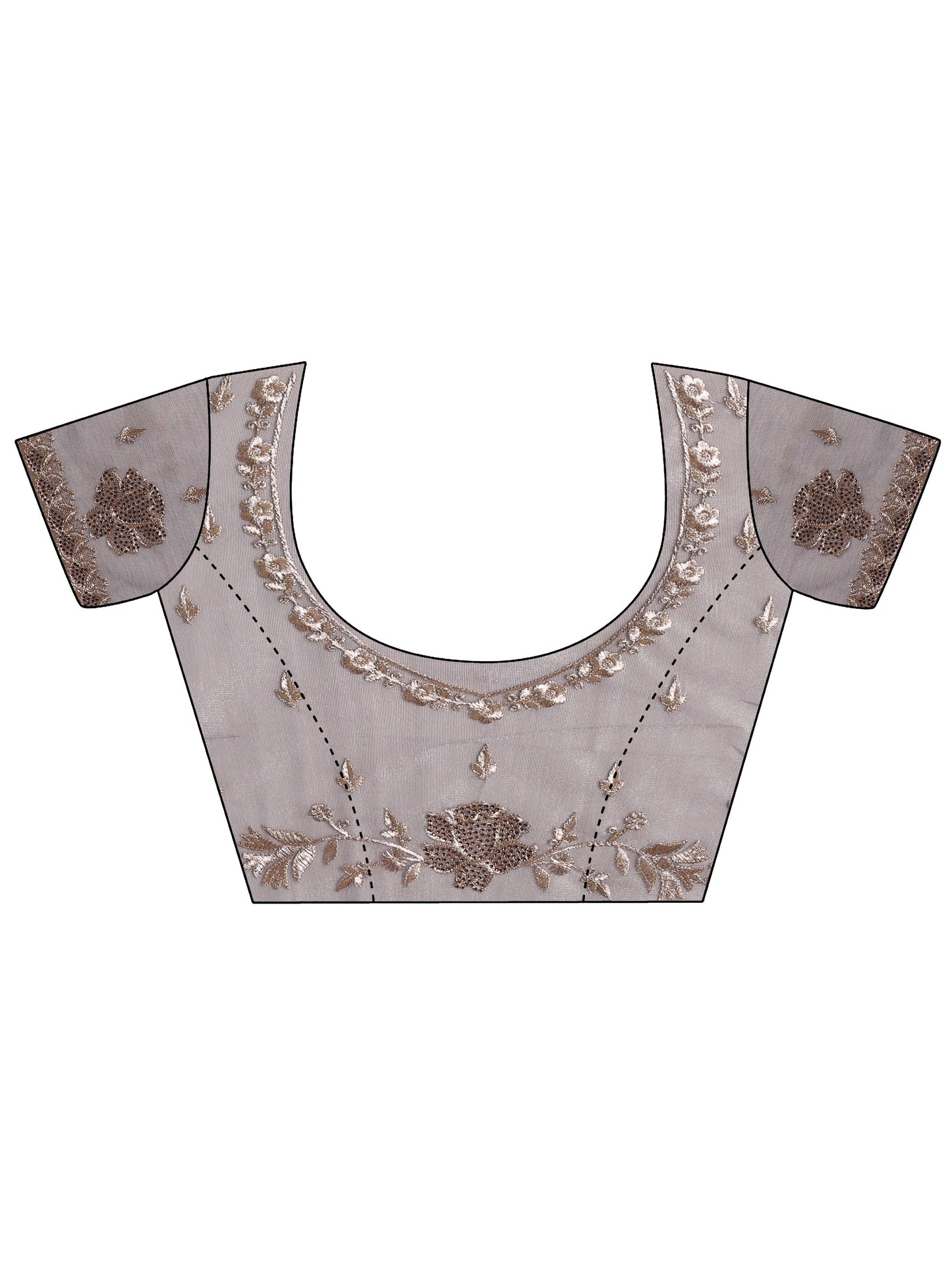 Lavender Embroidered Nylon Saree With Unstitched Blouse Piece