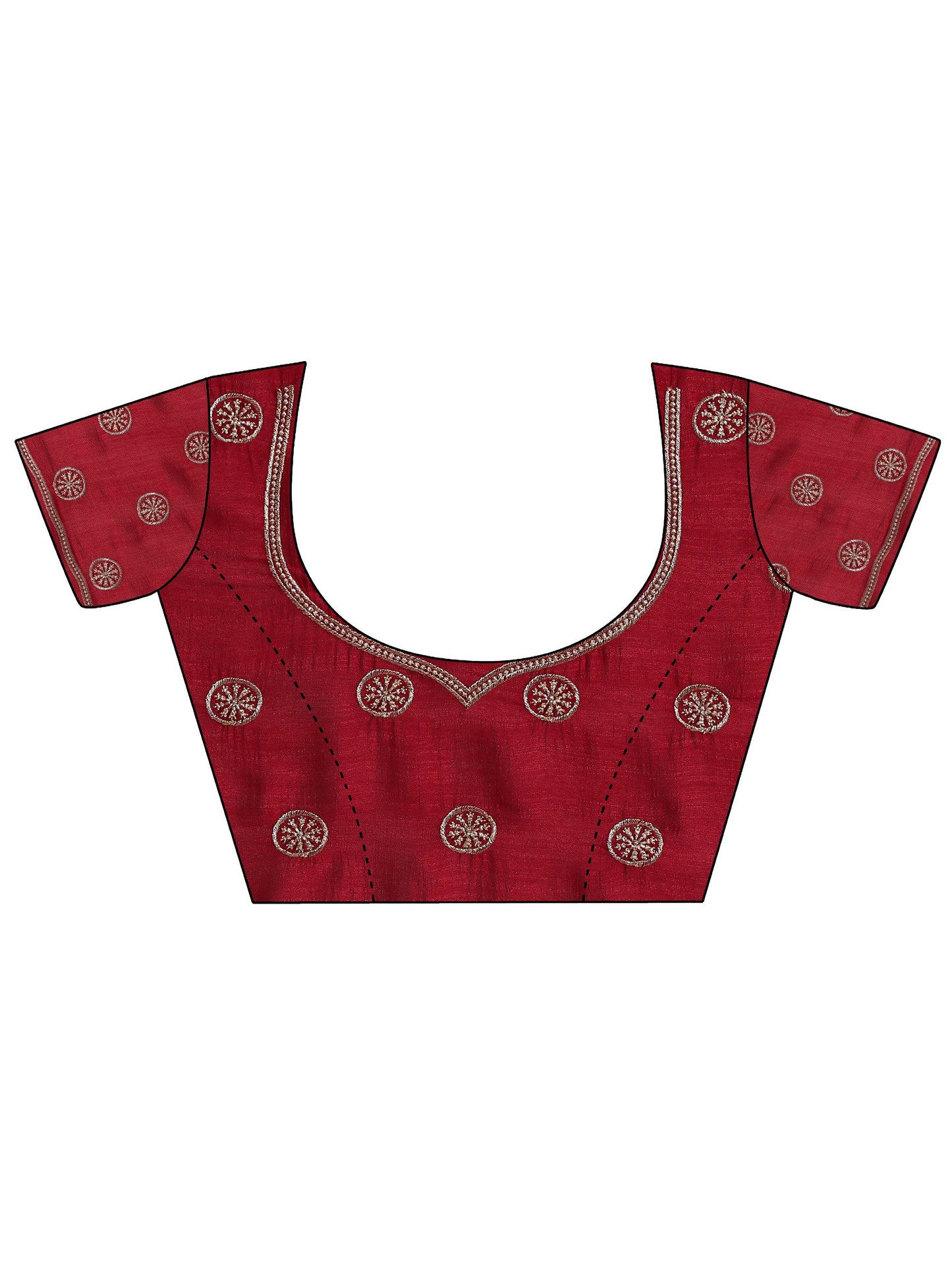 Maroon Embellished Silk Blend Saree With Unstitched Blouse Piece