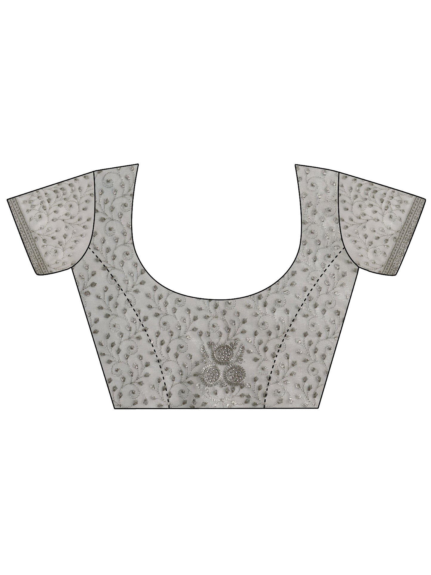 Blue Embroidered Organza Saree With Unstitched Blouse Piece