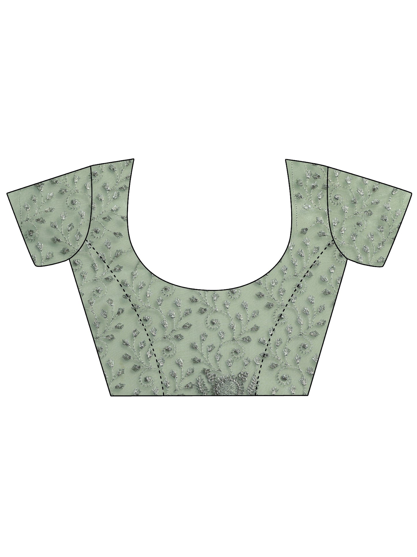 Green Embroidered Nylon Saree With Unstitched Blouse Piece