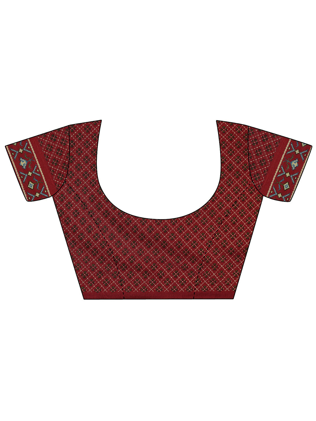 Navy Blue Printed Silk Blend Saree With Unstitched Blouse Piece