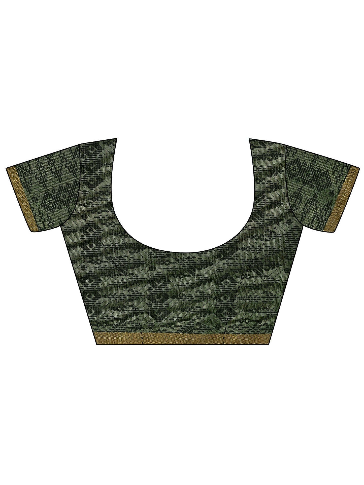 Green Solid Silk Saree With Unstitched Blouse Piece