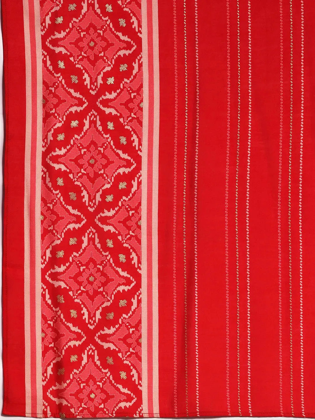 Pink Printed Silk Blend Straight Suit With Dupatta