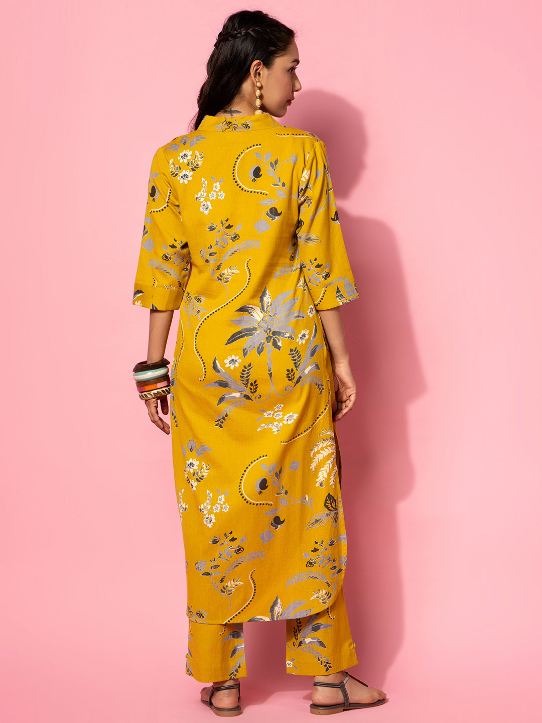 Mustard Printed Cotton Co-Ord Sets