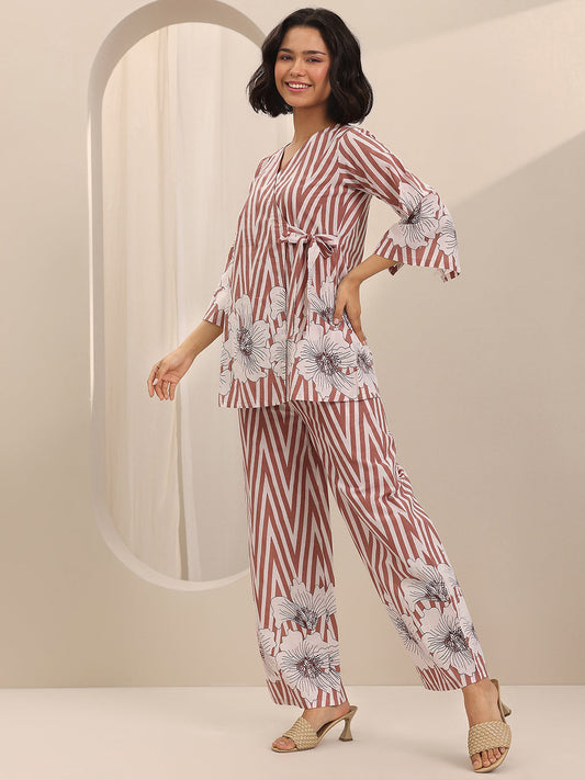 Brown Printed Cotton Co-Ord Sets
