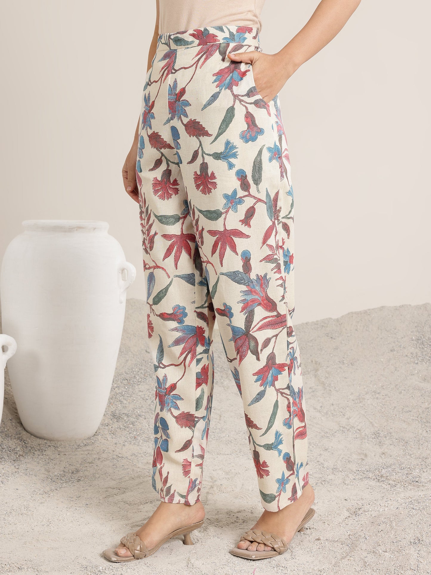 Off White Printed Cotton Co-Ord Sets