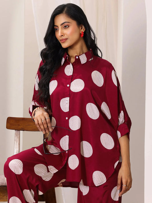 Red Printed Rayon Co-Ord Sets