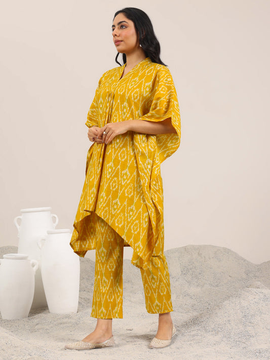 Mustard Printed Silk Blend Co-Ord Sets