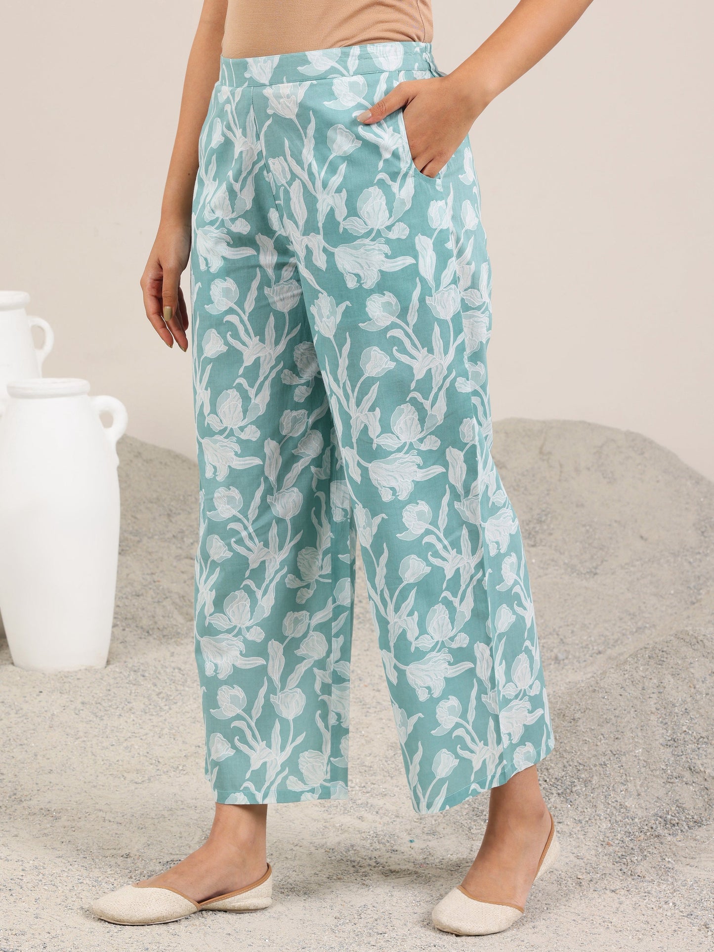 Green Printed Pure Cotton Co-Ord Sets