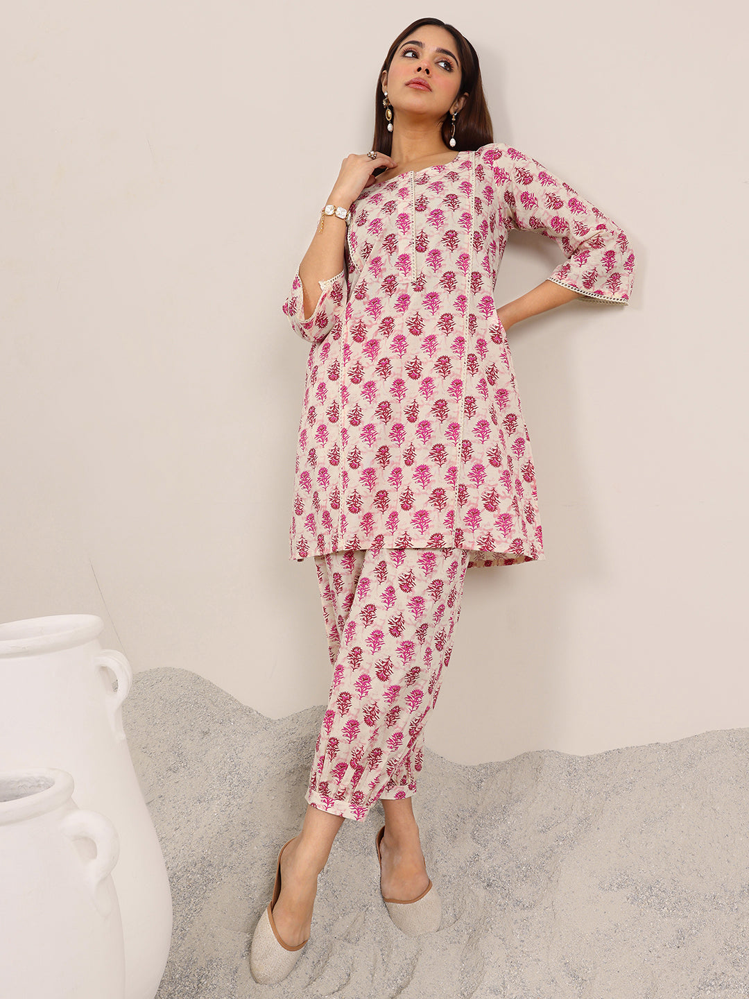 Pink Printed Pure Cotton Co-Ord Sets