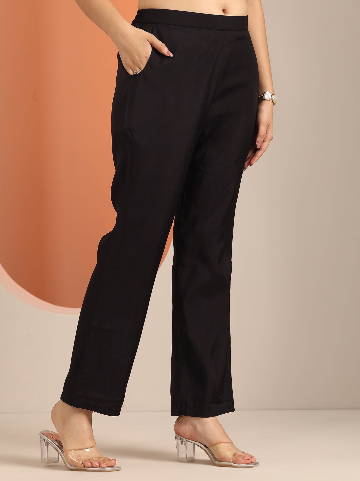 Black Printed Cotton Anarkali Suit Set With Dupatta