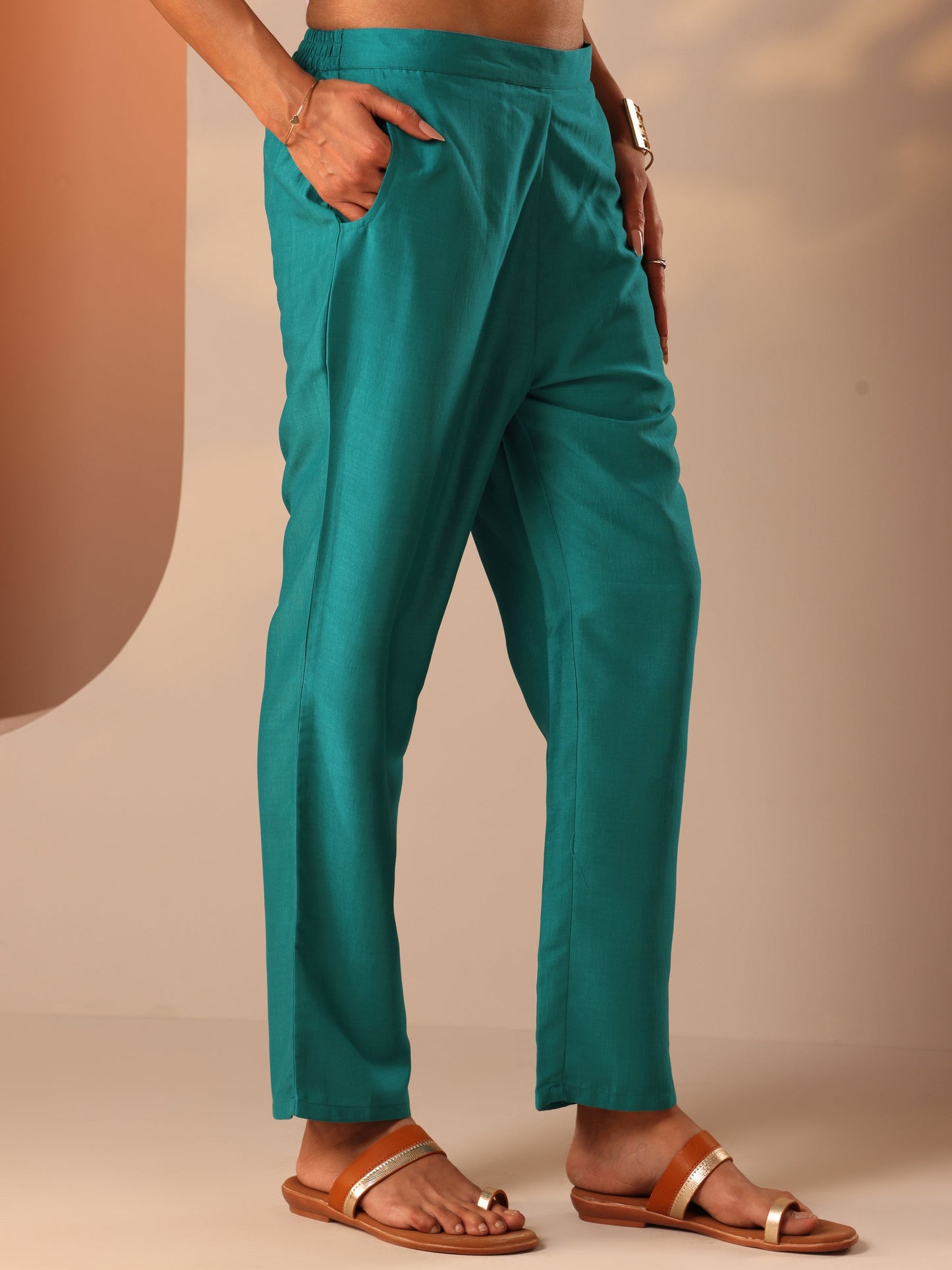 Blue Printed Silk Blend Straight Suit Set With Dupatta