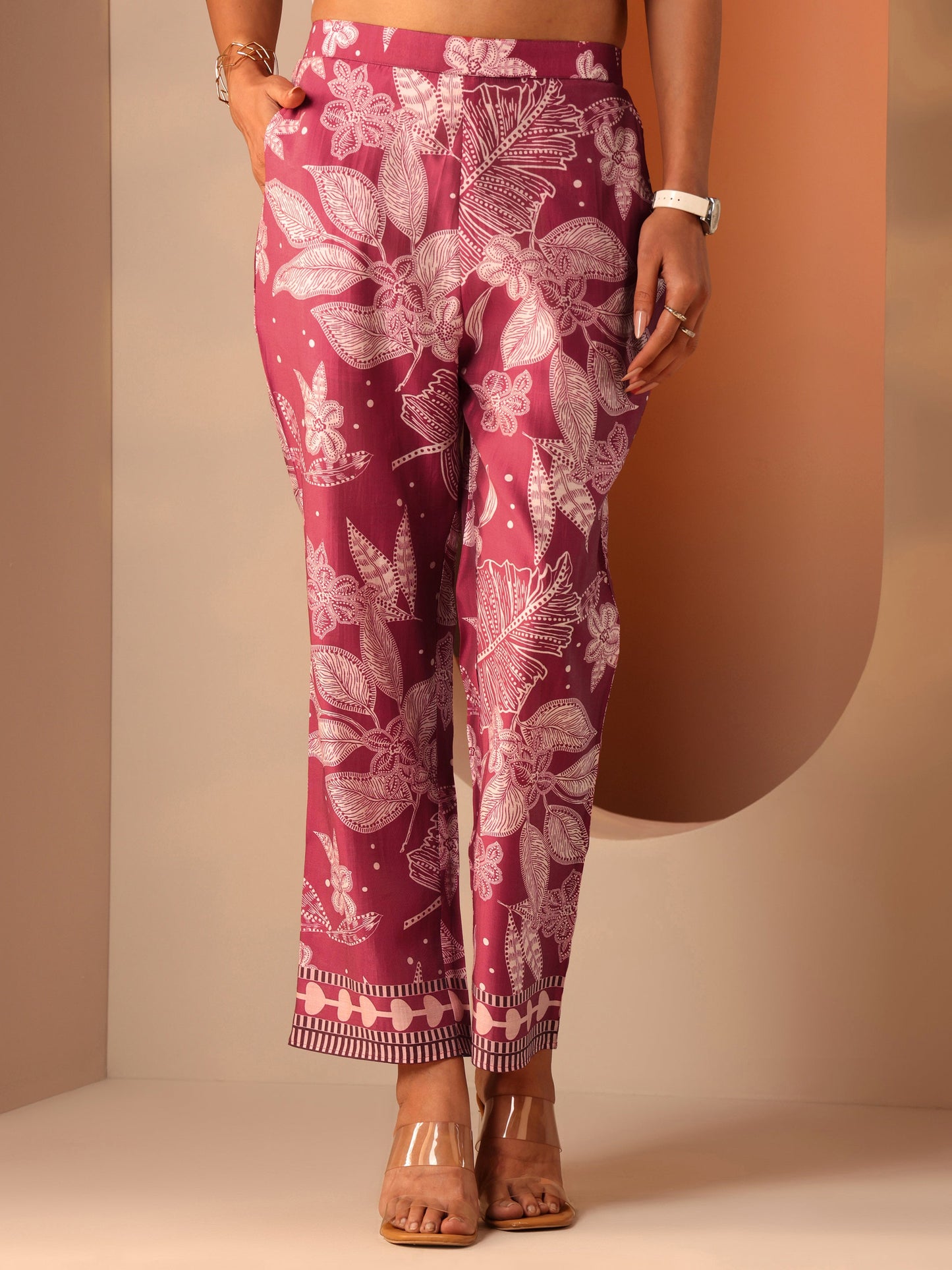 Off White Printed Silk Blend A-Line Suit Set With Dupatta