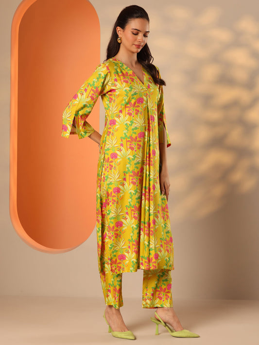 Yellow Printed Rayon Co-ord Sets