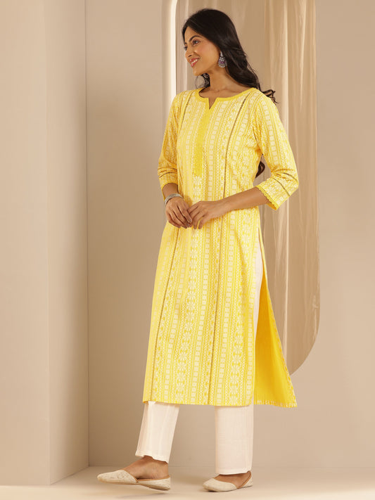Yellow Printed Rayon Straight Suit Set With Dupatta