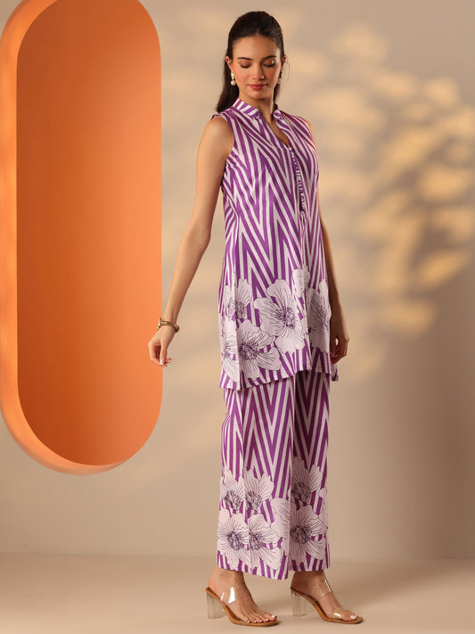 Purple Printed Cotton Co-Ord Sets
