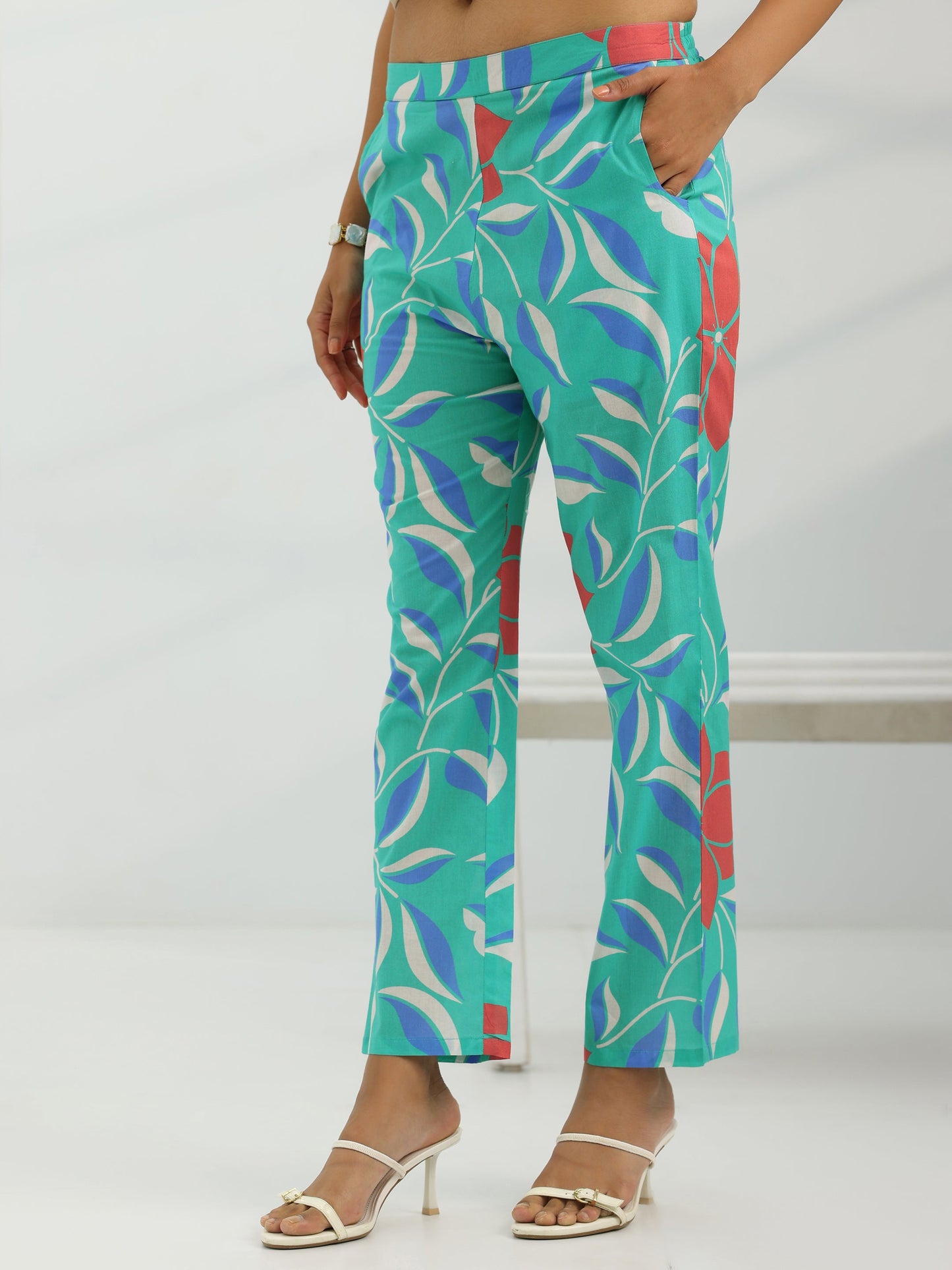 Blue Printed Rayon Straight Kurta Set