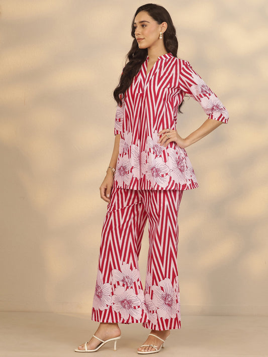 Red Printed Cotton Co-Ord Sets