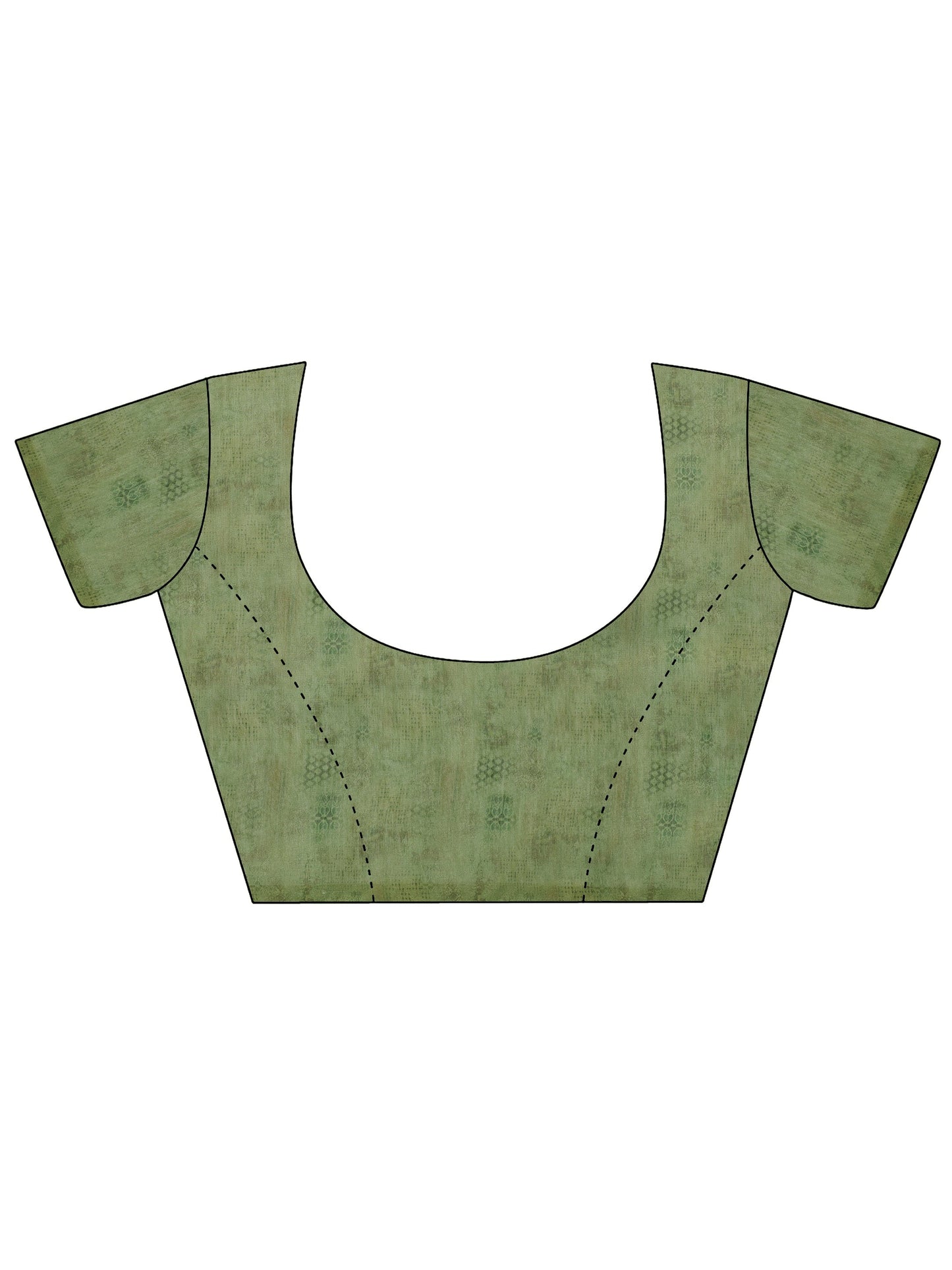 Green Printed Silk Saree With Unstitched Blouse Piece