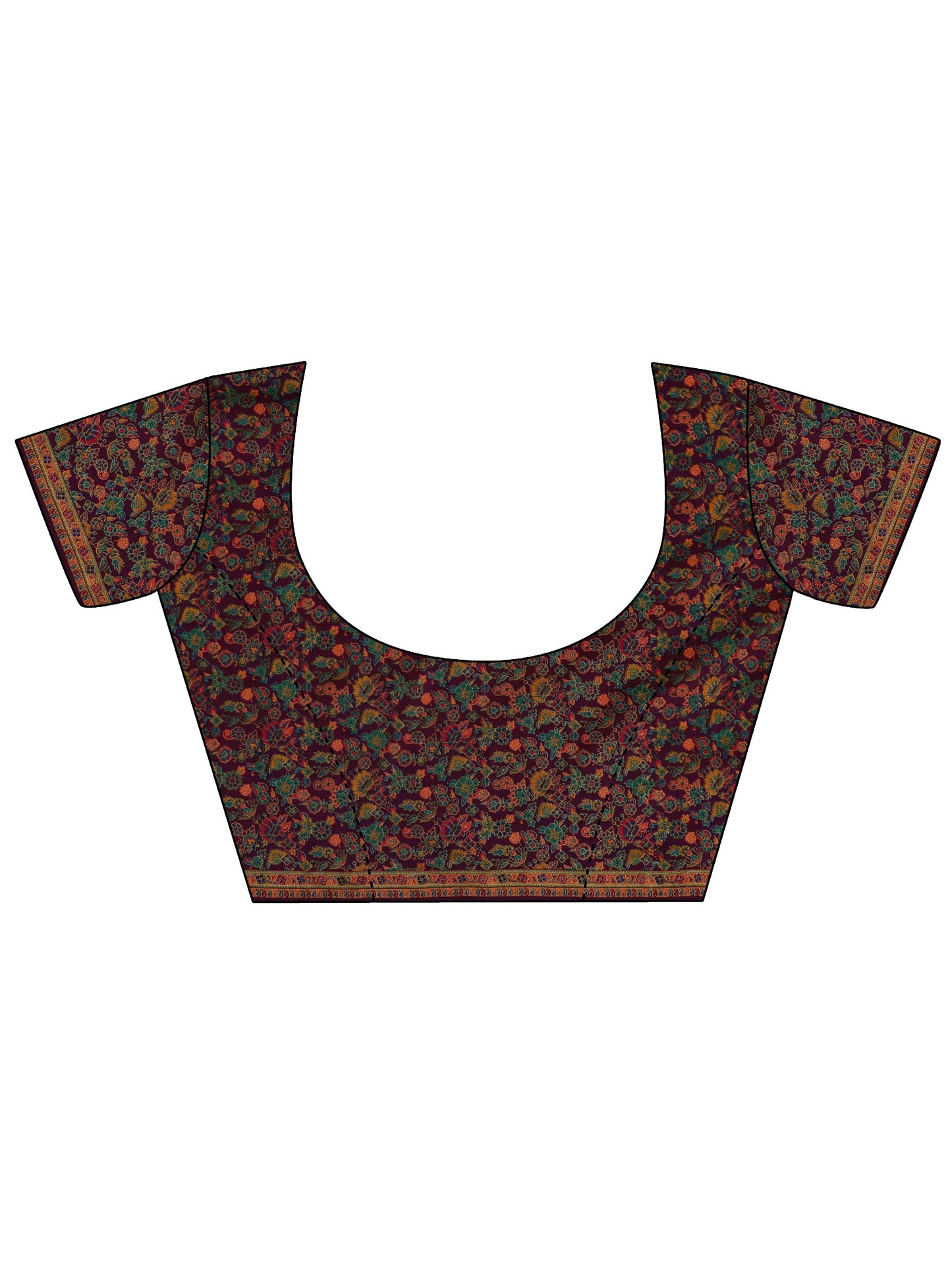 Teal Printed Silk Blend Saree With Unstitched Blouse Piece