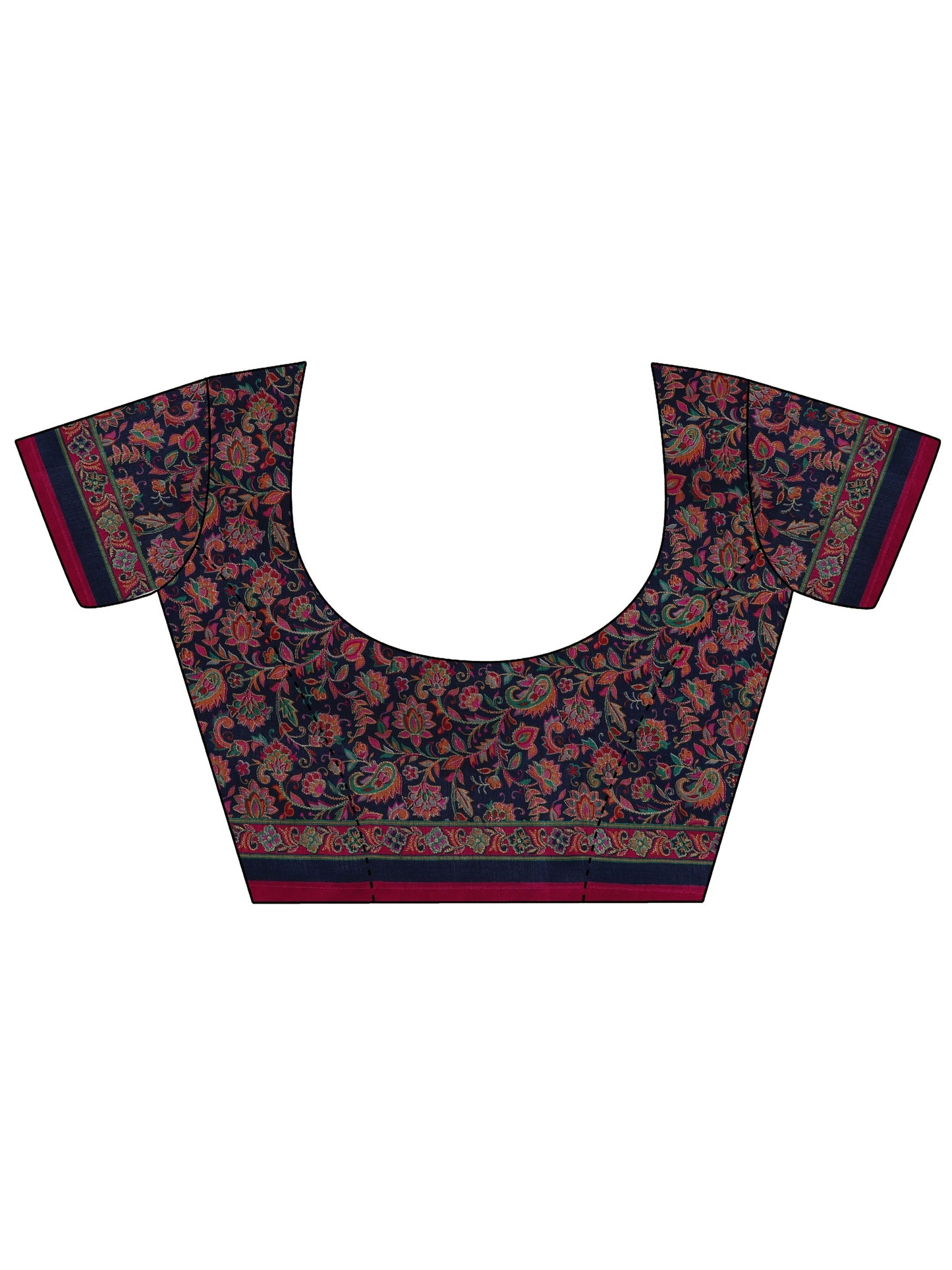 Pink Printed Silk Blend Saree With Unstitched Blouse Piece